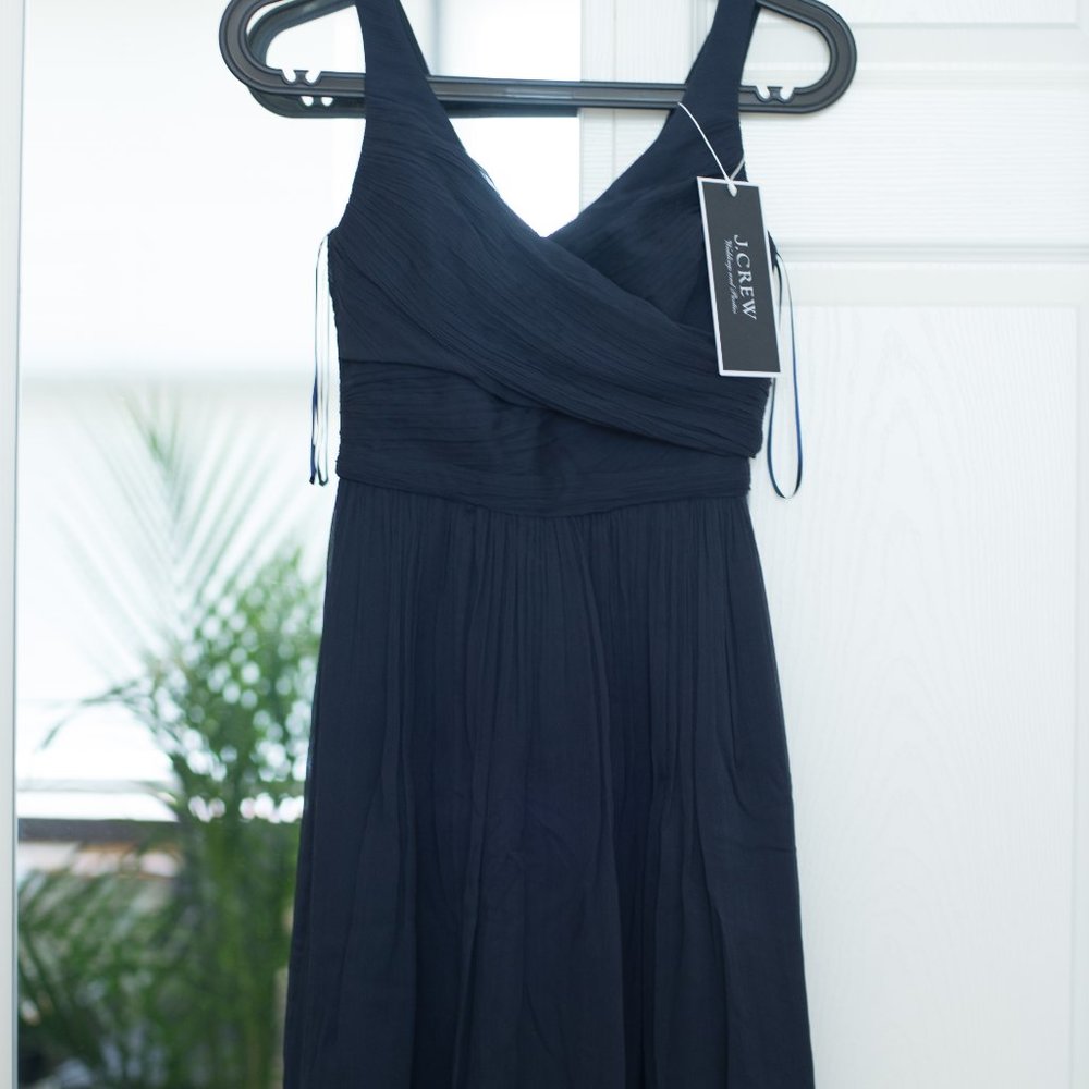 J. Crew Heidi Silk Chiffon Dress navy
